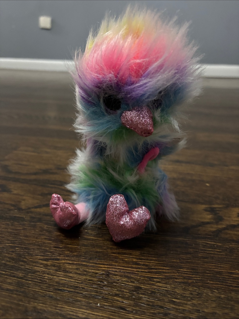 Ty Rainbow Plush Bird with Pink Glitter Beak & Feet